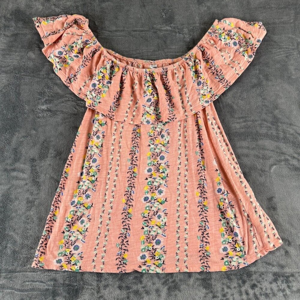 Old Navy Womens Blouse Size M Pink Floral Off On Shoulder Peasant Boho Top